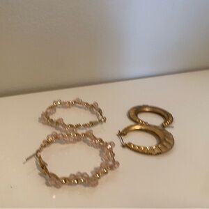 Elegant Gold and Pink Hoop Earrings